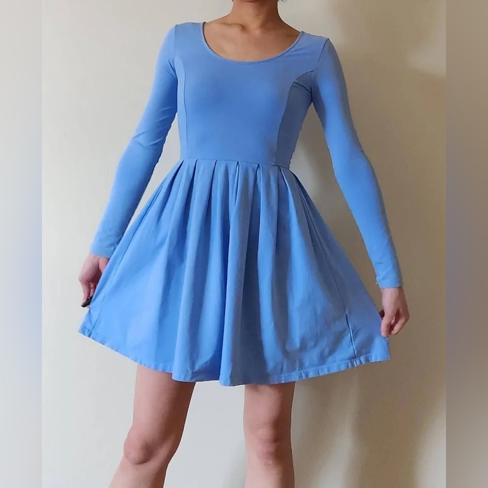 Aritzia Talula Powder Blue Pleated Mini Dress